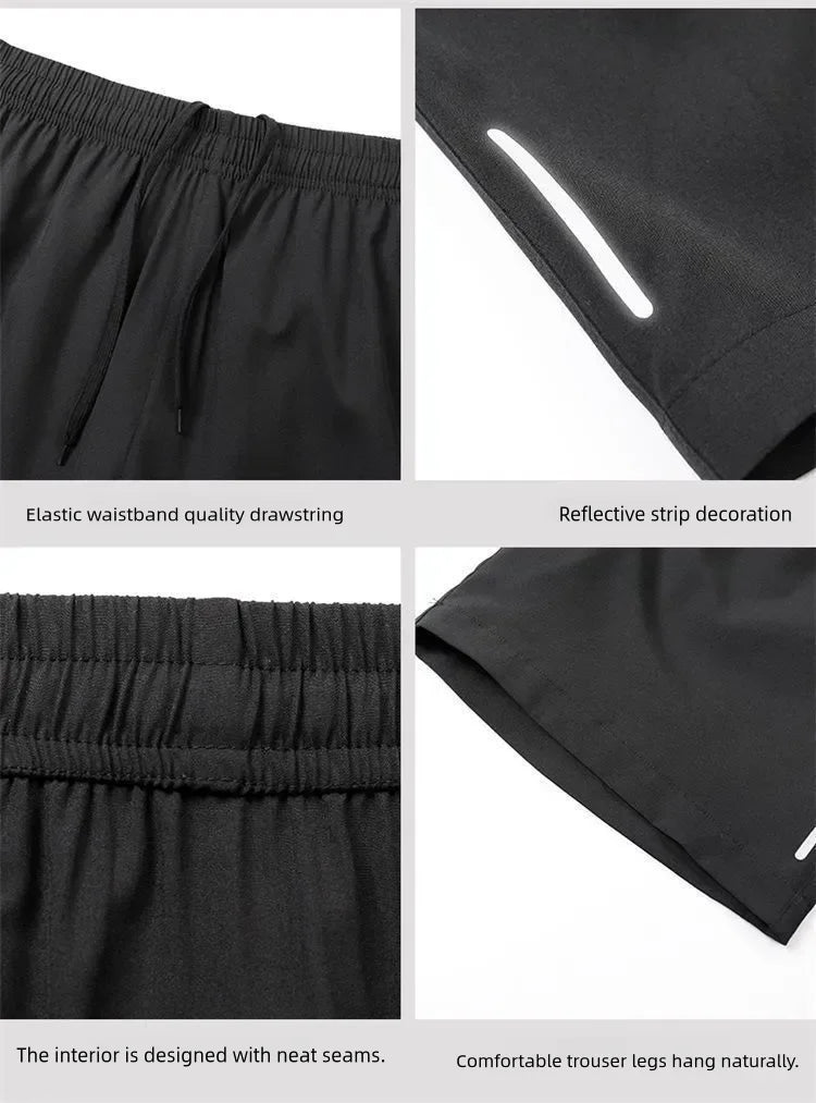 Shorts Masculino de Verão em Seda Gelo - Rápida Secagem, Respirável, para Corrida, Ginásio, Praia e Fitness