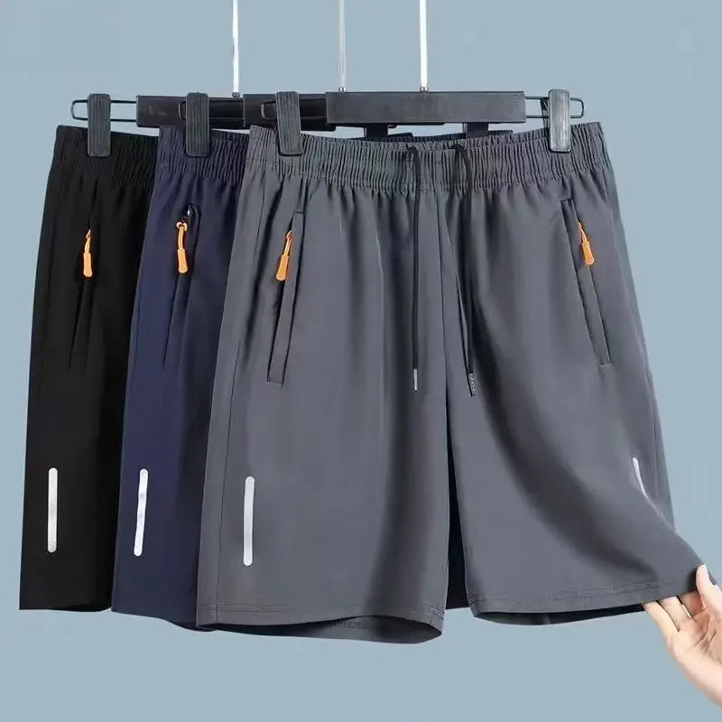 Shorts Masculino de Verão em Seda Gelo - Rápida Secagem, Respirável, para Corrida, Ginásio, Praia e Fitness