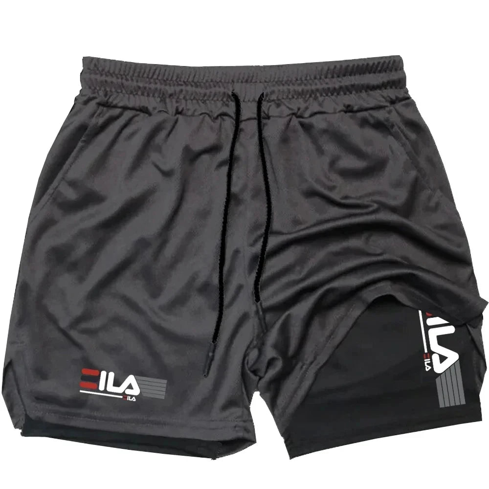 Shorts Masculino Esportivo 2 em 1 – Secagem Rápida, Respirável, Dupla Camada, Verão M-3XL