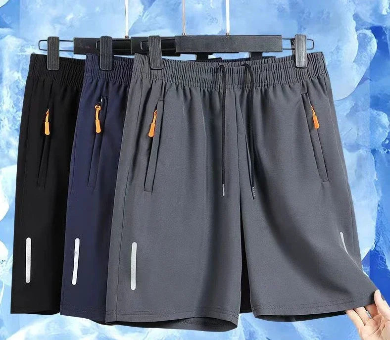 Shorts Masculino de Verão em Seda Gelo - Rápida Secagem, Respirável, para Corrida, Ginásio, Praia e Fitness