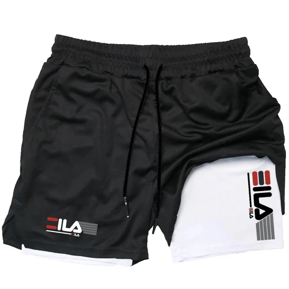 Shorts Masculino Esportivo 2 em 1 – Secagem Rápida, Respirável, Dupla Camada, Verão M-3XL