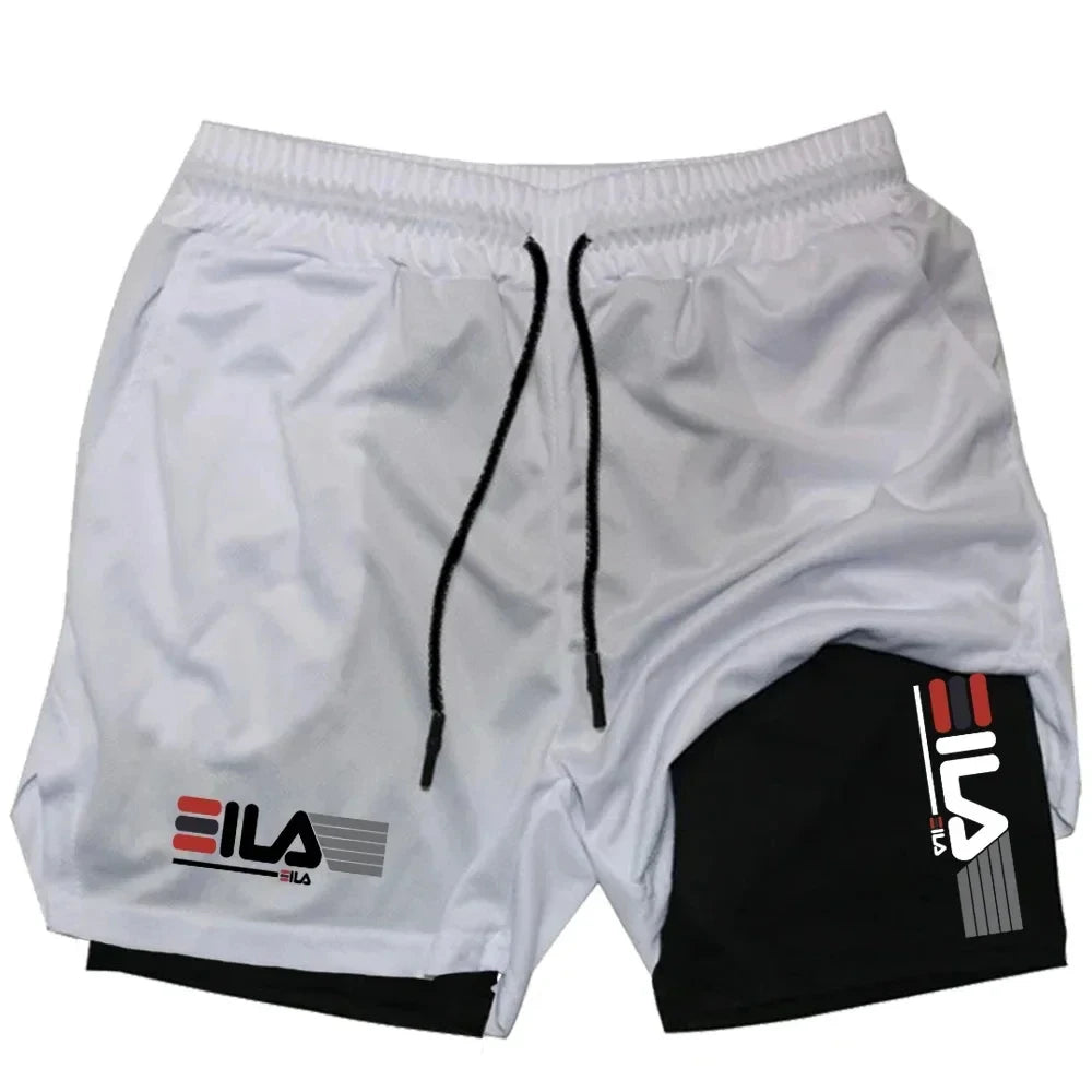 Shorts Masculino Esportivo 2 em 1 – Secagem Rápida, Respirável, Dupla Camada, Verão M-3XL