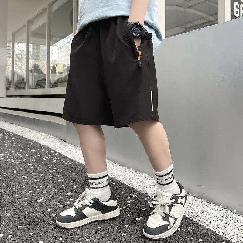 Shorts Masculino de Verão em Seda Gelo - Rápida Secagem, Respirável, para Corrida, Ginásio, Praia e Fitness