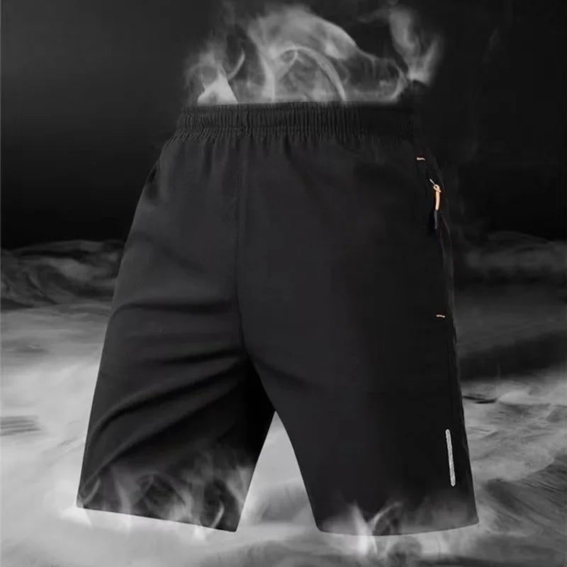Shorts Masculino de Verão em Seda Gelo - Rápida Secagem, Respirável, para Corrida, Ginásio, Praia e Fitness