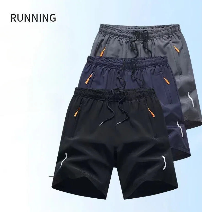 Shorts Masculino de Verão em Seda Gelo - Rápida Secagem, Respirável, para Corrida, Ginásio, Praia e Fitness