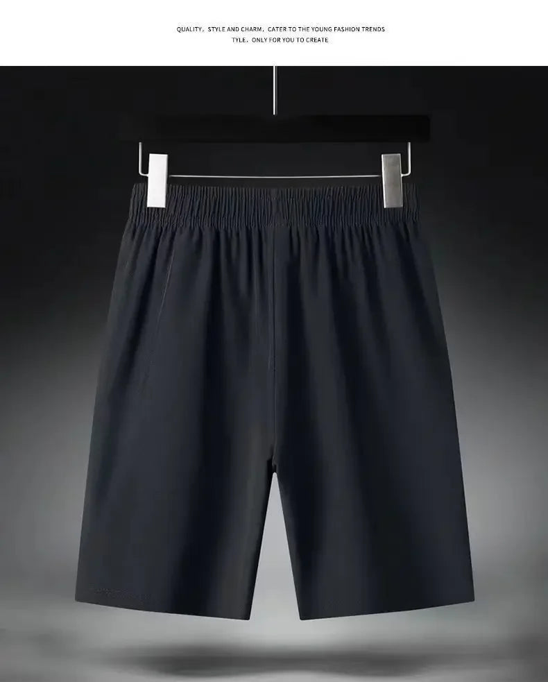 Shorts Masculino de Verão em Seda Gelo - Rápida Secagem, Respirável, para Corrida, Ginásio, Praia e Fitness