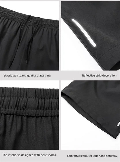 Shorts Masculino de Verão em Seda Gelo - Rápida Secagem, Respirável, para Corrida, Ginásio, Praia e Fitness