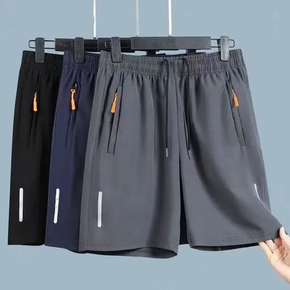 Shorts Masculino de Verão em Seda Gelo - Rápida Secagem, Respirável, para Corrida, Ginásio, Praia e Fitness