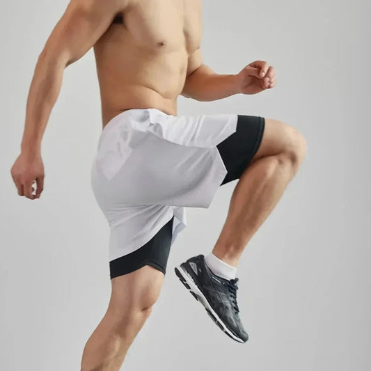 Shorts Masculino Esportivo 2 em 1 – Secagem Rápida, Respirável, Dupla Camada, Verão M-3XL
