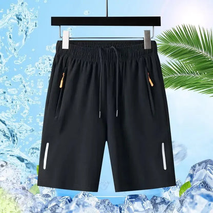 Shorts Masculino de Verão em Seda Gelo - Rápida Secagem, Respirável, para Corrida, Ginásio, Praia e Fitness